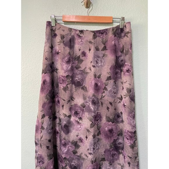 Vintage Dressbarn Women's Purple Floral Boho Midi Skirt Size 14 - Picture 3 of 9